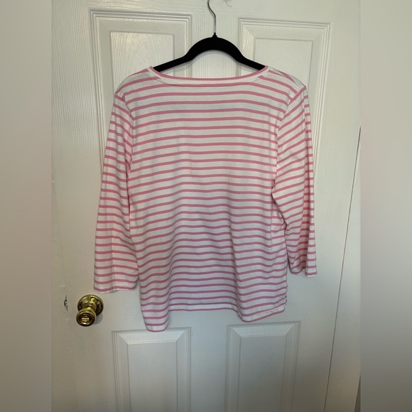 Talbots Scoop Neck Tee in Peony Stripe | White & Pink | Women’s XLP - Picture 7 of 10